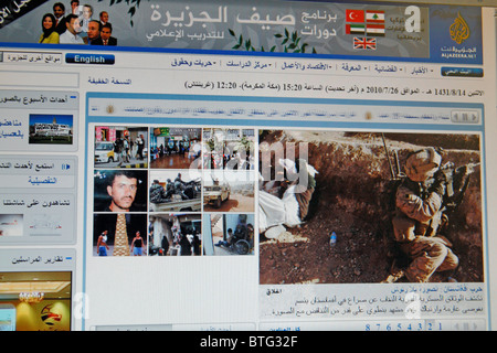 Screen shot of the Al Jezeera news organization's web site, aljazeera.net, Arabic language edition. July 2010 Stock Photo