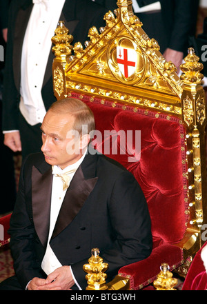 President Vladimir Putin of the Russian Federation during a banquet at Guildhall, part of his official visit to Britain Stock Photo