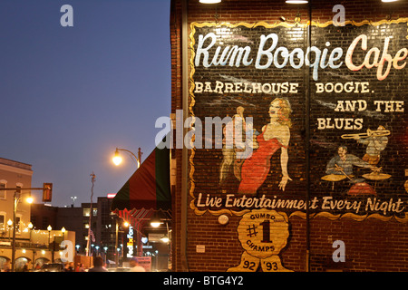 :Painted sign on the Rum Boogie Cafe on Beale Street, downtown Memphis, Tennessee, USA Stock Photo