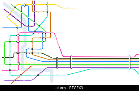 Illustrated map of a generic subway system with copy space Stock Photo ...