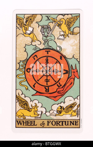 The Wheel of Fortune tarot card. Stock Photo