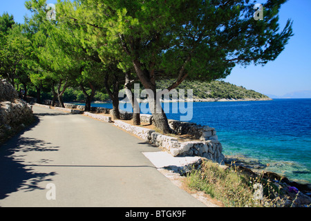 Promenade in Valun village on Cres Island, Croatia Stock Photo