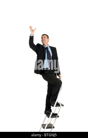 businessman on a ladder Stock Photo