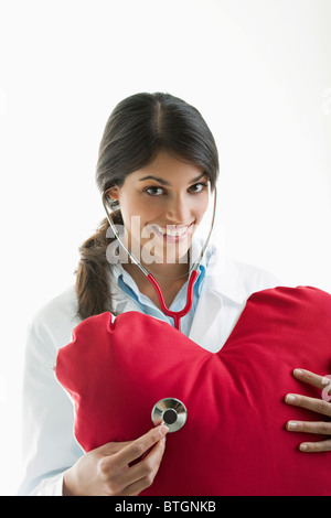 Doctor Coat Medical Stethoscope Red Heart Stock Photo 1236871573