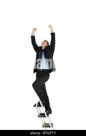 businessman on a ladder Stock Photo