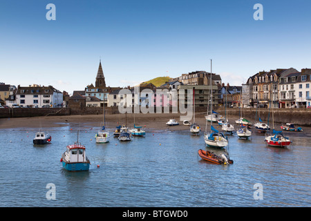 view of boats at Ilfracombe harbour, North Devon on a sunny day with tide in. Stock Photo