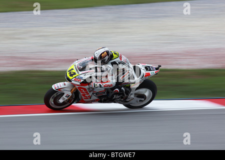 The MOTOGP riders during the first practice session at Sepang International Circuit. Stock Photo