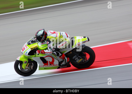 The MOTOGP riders during the first practice session at Sepang International Circuit. Stock Photo