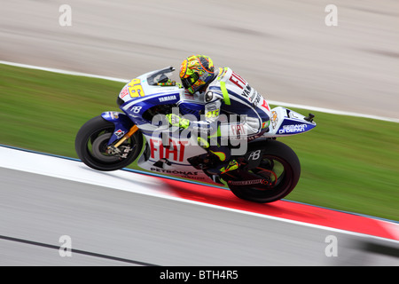 Valentino Rossi during the first practice session at Shell Advance Malaysian Motorcycle Grand Prix (MotoGP) in 2010. Stock Photo