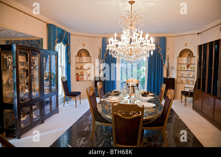 The dining room at Graceland, Elivs Presley's mansion in Memphis, Tennessee. Stock Photo