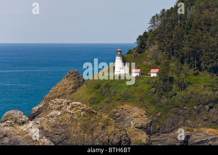 Heceta Head Lighthouse on the Pacific Ocean coast of Oregon Stock Photo