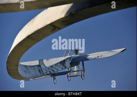 Bleriot monoplane. Memorial sculpture 'The Spirit of Flight', (detail). Lanark Loch, Lanark, Lanarkshire, Scotland, U.K., Europe