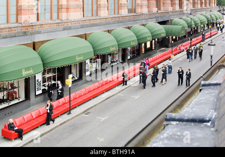 Worlds longest sofa at Harrods Stock Photo