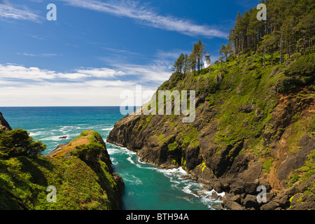 Heceta Head Lighthouse on the Pacific Ocean coast of Oregon Stock Photo