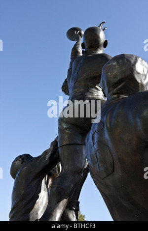 Wonderful statues situated outside the south stand at Twickenham Stadium in Rugby Road. Stock Photo