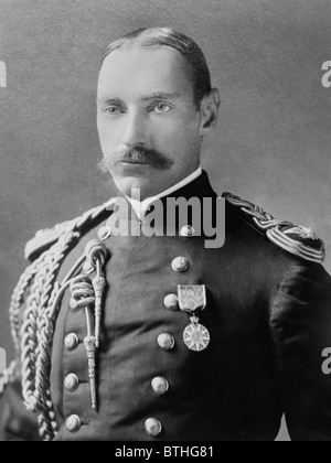 Portrait photo c1898 of millionaire American businessman + Titanic victim John Jacob Astor IV (1864 -1912) in military uniform. Stock Photo