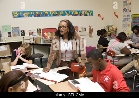 American Literature class at the Detroit Community School an inner city charter school in Detroit MI. Stock Photo