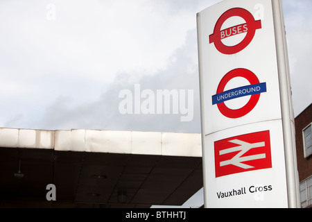Vauxhall bus station in London, UK,  has solar panels on the roof which provide a third of its energy needs. Stock Photo