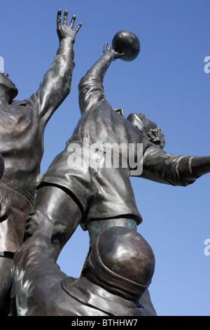 Wonderful statues situated outside the south stand at Twickenham Stadium in Rugby Road. Stock Photo