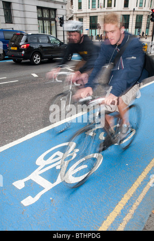 Cyclists on one of the new Cycle Superhighways, in this case the CS7 that goes from Southwark bridge to Tooting. Stock Photo