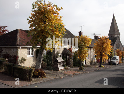 Cottages, Hindon, Wiltshire, England Stock Photo