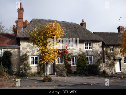 Thatched Cottage, Hindon, Wiltshire, England Stock Photo