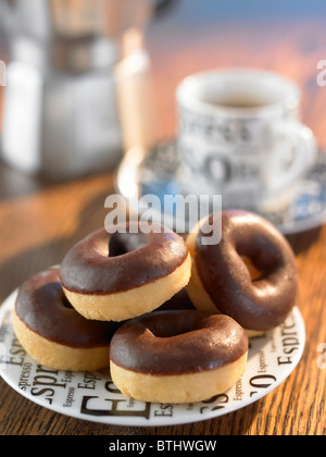 mini chocolate doughnuts Stock Photo