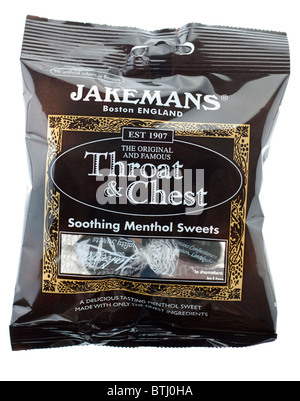 Packet of Jakeman's Throat and Chest soothing menthol sweets Stock Photo