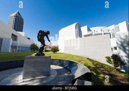 The High Museum of Art with Rodin sculpture 'The Shade' in the foreground, Woodruff Arts Center, Midtown Atlanta, Georgia, USA Stock Photo