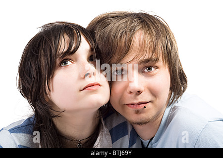 Portrait of the young beauty couple. Isolated Stock Photo