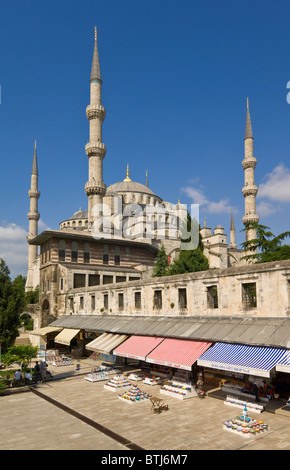 Blue Mosque or Sultan Ahmet Camii with Bazaar shops Istanbul Sultanahmet district Turkey Europe Stock Photo