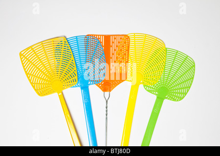 colorful plastic fly swatters Stock Photo