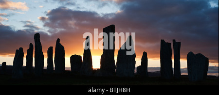 Silhouette of Callanish standing stones, Isle of Lewis, Outer Hebrides, Scotland Stock Photo