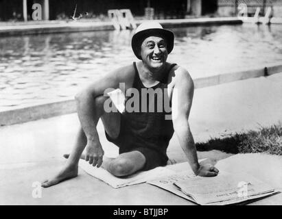 Governor (and future U.S. President), Franklin D. Roosevelt (1882-1945), poolside at his home in Warm Springs, Georgia, 1932. Stock Photo