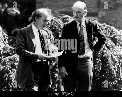 Nobel Prize winners James D. Watson and Francis Crick  on NOVA's science adventure THE RACE FOR THE DOUBLE HELIX, 1976 Stock Photo
