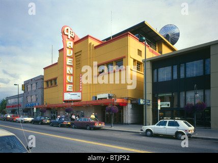 Movie Theaters, Fourth Avenue Theatre, showing THE GOONIES, constructed in 1947, 630 West Fourth Avenue, Anchorage, Alaska, circa 1985. Stock Photo