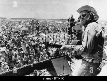 Country rock singer Willie Nelson opening the 'July 4th Picnic' music festival, 1974. Stock Photo