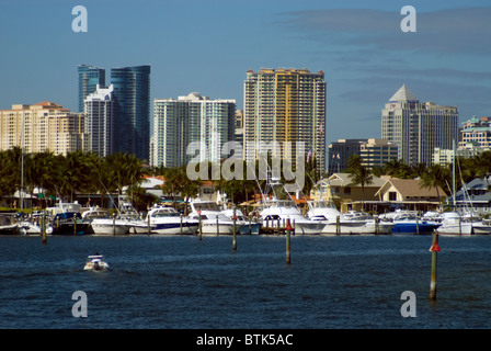 Fort Lauderdale skyline and seafront Florida USA Stock Photo