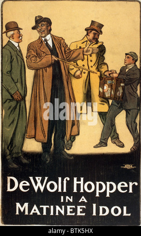 De Wolf Hopper (1858-1935), showgirls on a poster advertising the play, MATINEE IDOL, starring American comic actor De Wolf Hopper. 1909. Stock Photo