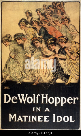 De Wolf Hopper (1858-1935), American comic actor on poster advertising the play, MATINEE IDOL, 1909. Stock Photo