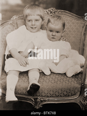 Ethel Barrymore (1879-1959), was married to Russell Griswold Colt (1883–1959) from 1909-1923. Photo shows their first two children, Samuel Colt (1909-1986) and Ethel Barrymore Colt (1912–1977). Stock Photo