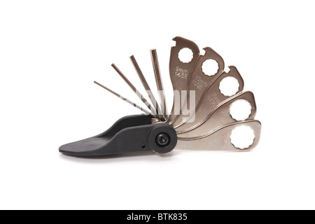 bicycle tools on white background Stock Photo