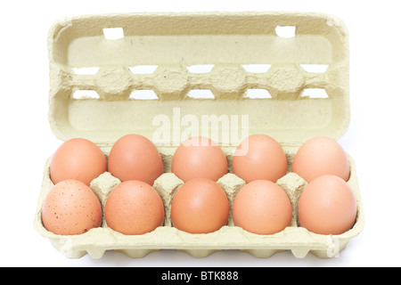 brown eggs in box Stock Photo