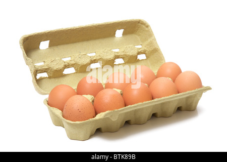 brown eggs in box Stock Photo