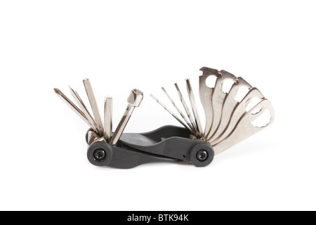 bicycle tools on white background Stock Photo
