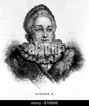 Czarina Catherine II (aka Catherine the Great) (1729-1796), Czarina of Russia (1762-1796) engraving: 1886 Stock Photo