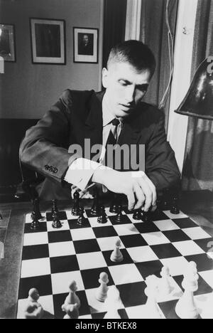 Bobby Fischer in Hilton Hotel in Amsterdam for talks with FIDE president  Max Euwe (right) on the world championship duel with Boris Spassky, January  31, 1972, chess, sports, The Netherlands, 20th century