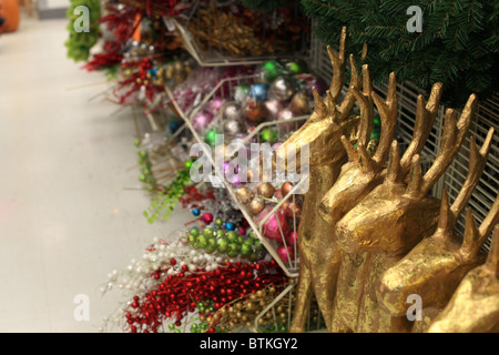 Christmas reindeers in store Stock Photo