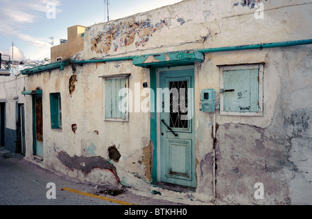 Old decrepit house in the city of Ermoupolis, island of Syros, Greece Stock Photo