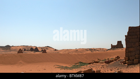 Sudan pyramids in Meroe Panorama Stock Photo